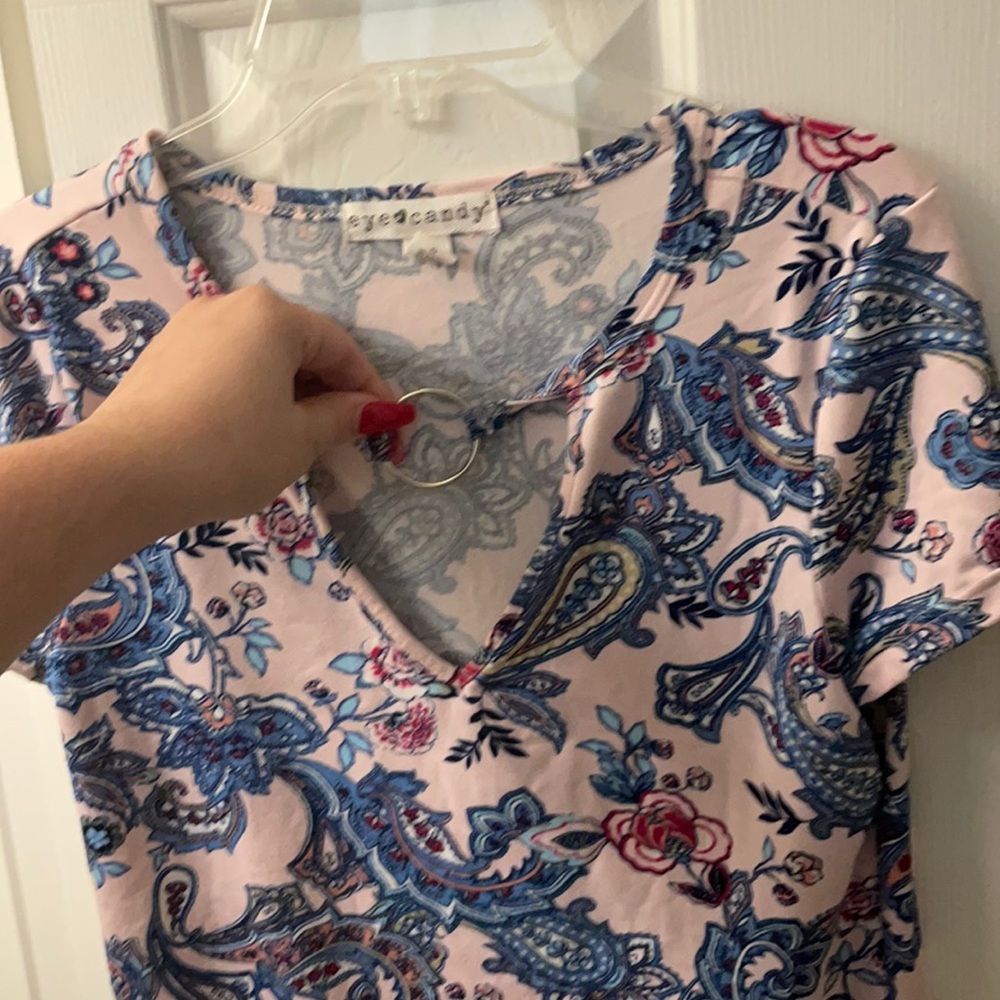 Eye Candy Circle Cut Out Paisley Top